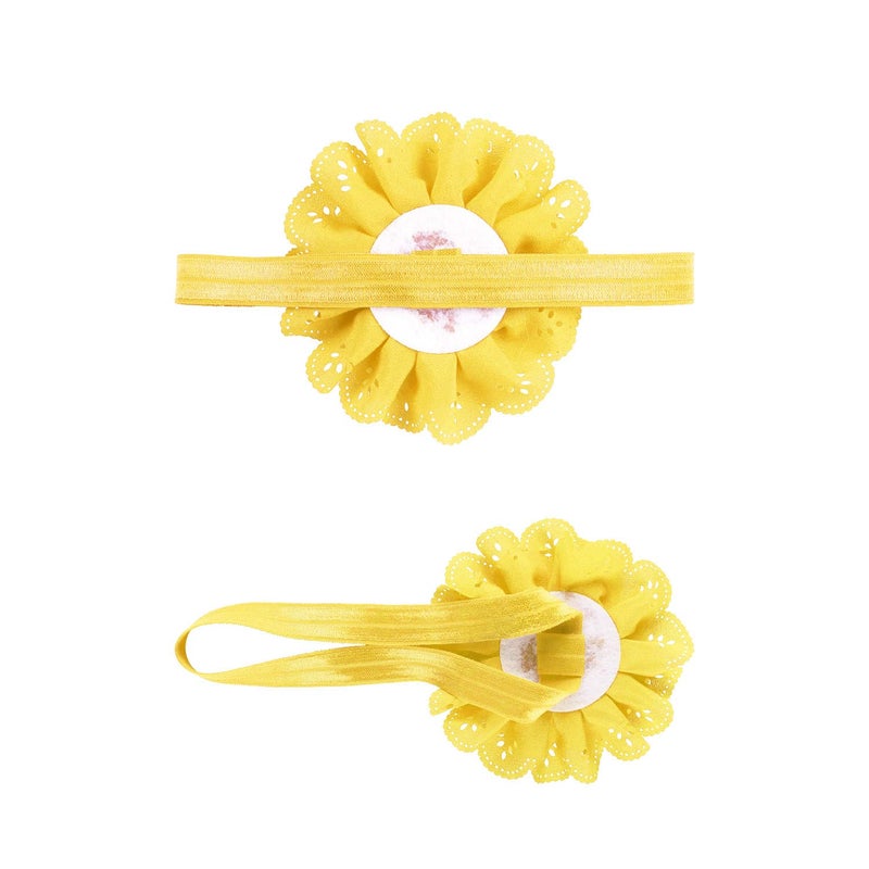 Angla 2pcs Flower Headband Tutu Skirt for Newborn Baby Girl (Yellow), Medium - Image 5